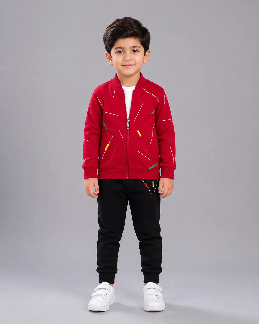 Kids Zipper Winter Tracksuit 3Pcs - Red