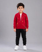 Kids Zipper Winter Tracksuit 3Pcs - Red