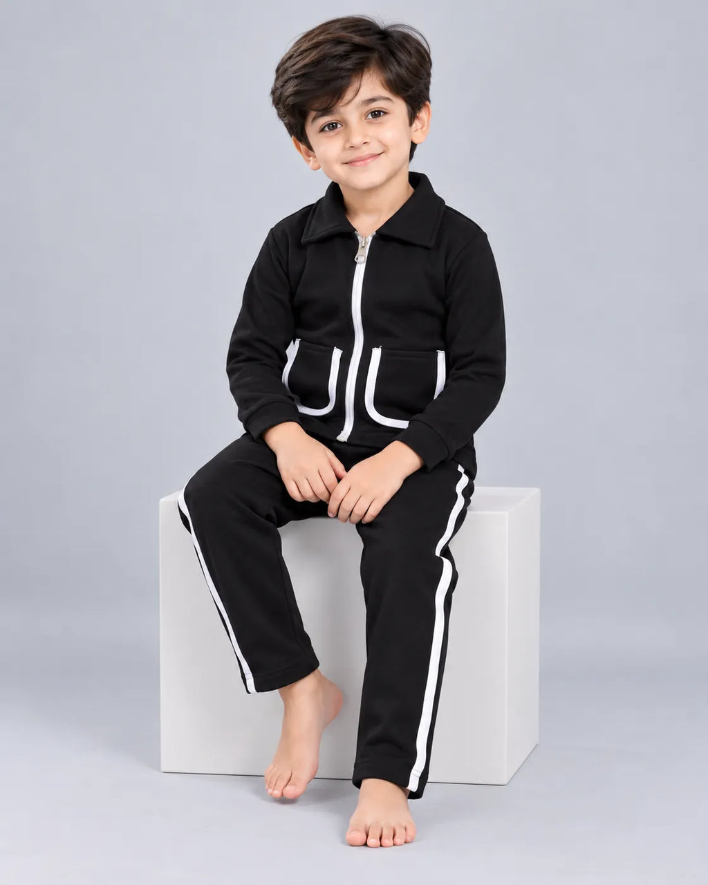 Kids Pocket Zipper Set - Black