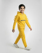 Kids Winter Dino Spike Hoodie - Yellow
