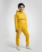 Kids Winter Dino Spike Hoodie - Yellow
