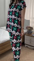 3 Quarter Sleeves Flapper Style Pajama Suit
