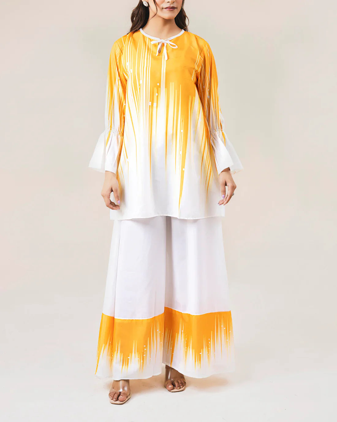 2 Piece Stitched Printed Shirt and Printed Palazzo