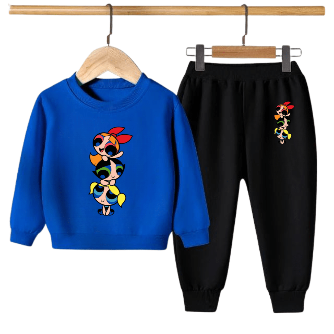 Kids Winter Sweat Shirt Set | Power Puff Printed