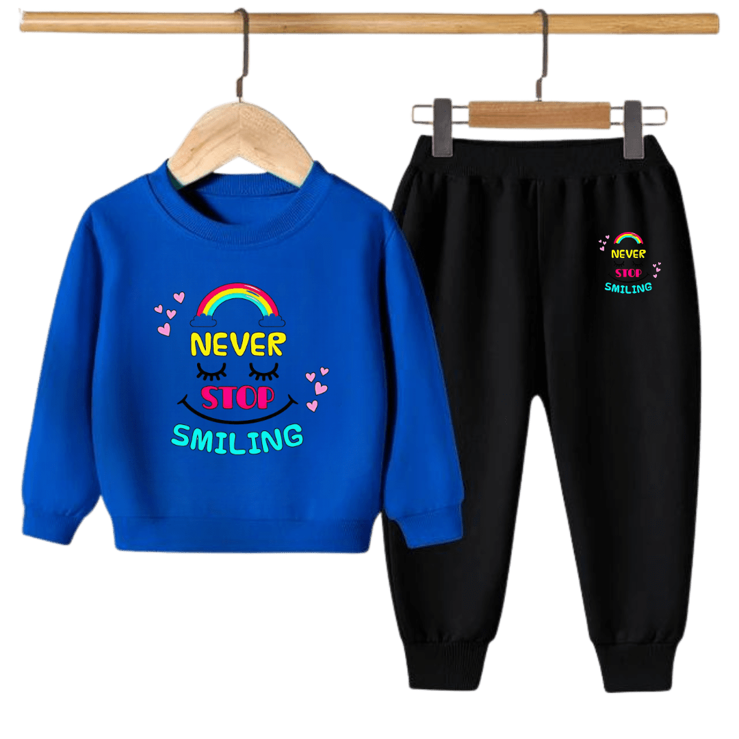 Kids Winter Sweat Shirt Set | Never Stop Smiling Printed