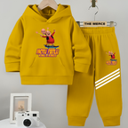 Baby/Boy Stripe Printed MOTU PATLU Winter Fleece Hoodie Track Suit