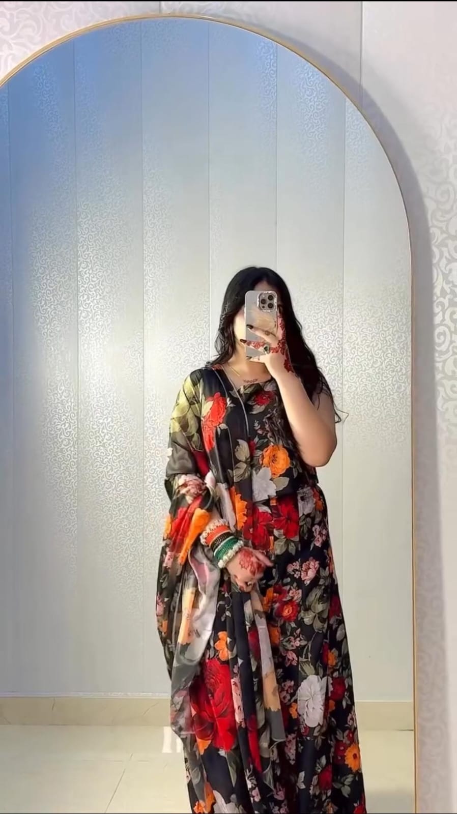 Black Floral 3pec Suit (Stitched) 003