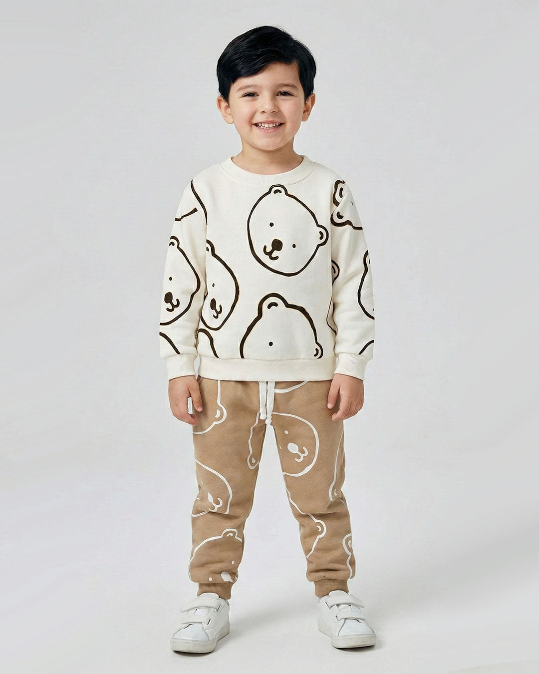 Kids Bear Print Sweatshirt & Jogger Set