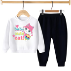 Kids Winter Sweat Shirt Set | Baby Cute Cat Printed