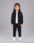 Kids Zipper Winter Tracksuit 3Pcs  - Black