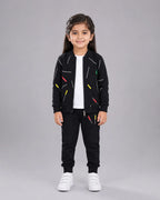 Kids Zipper Winter Tracksuit 3Pcs  - Black