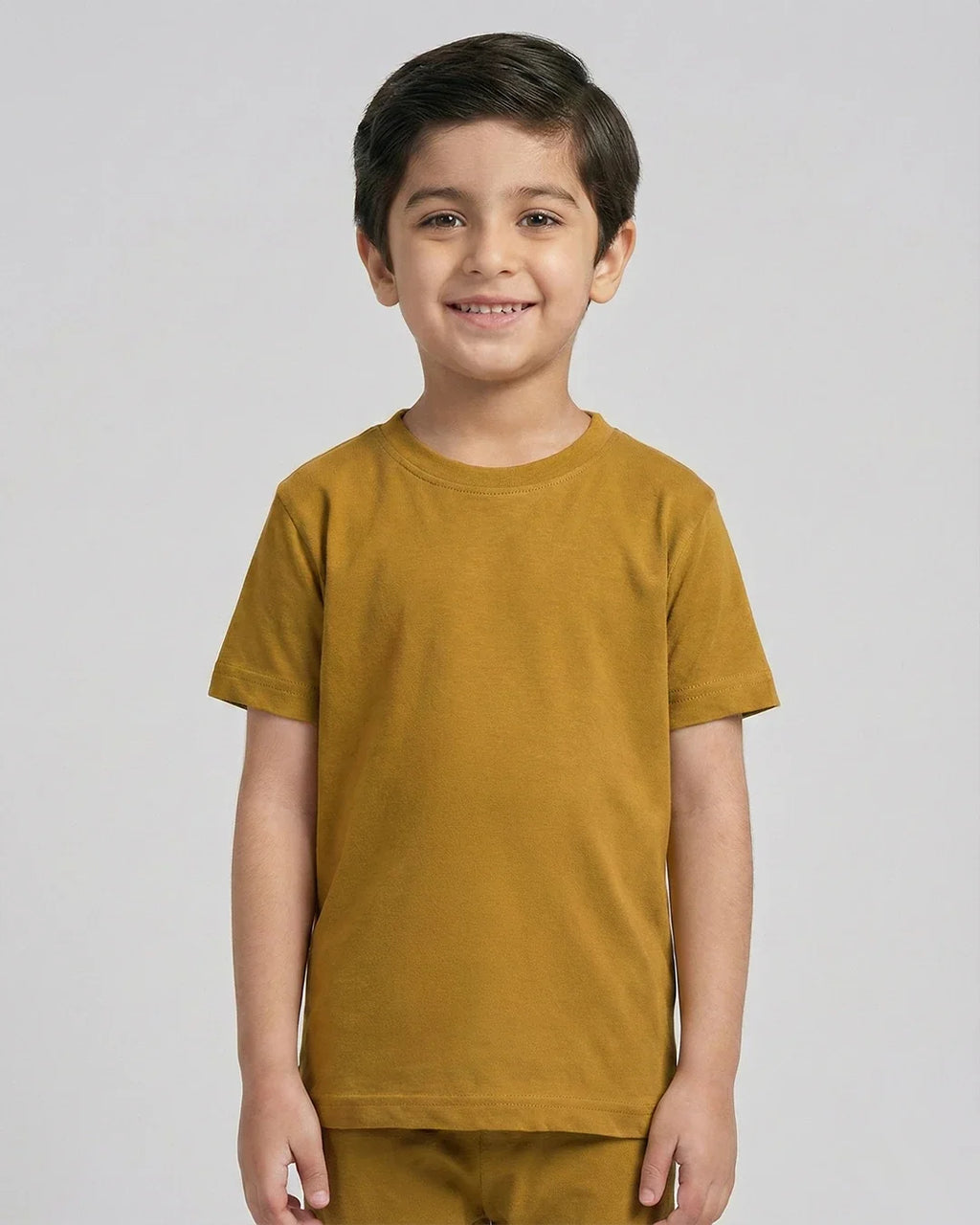 Kids Mustard Cotton T-Shirt & Trouser Co-Ord Set