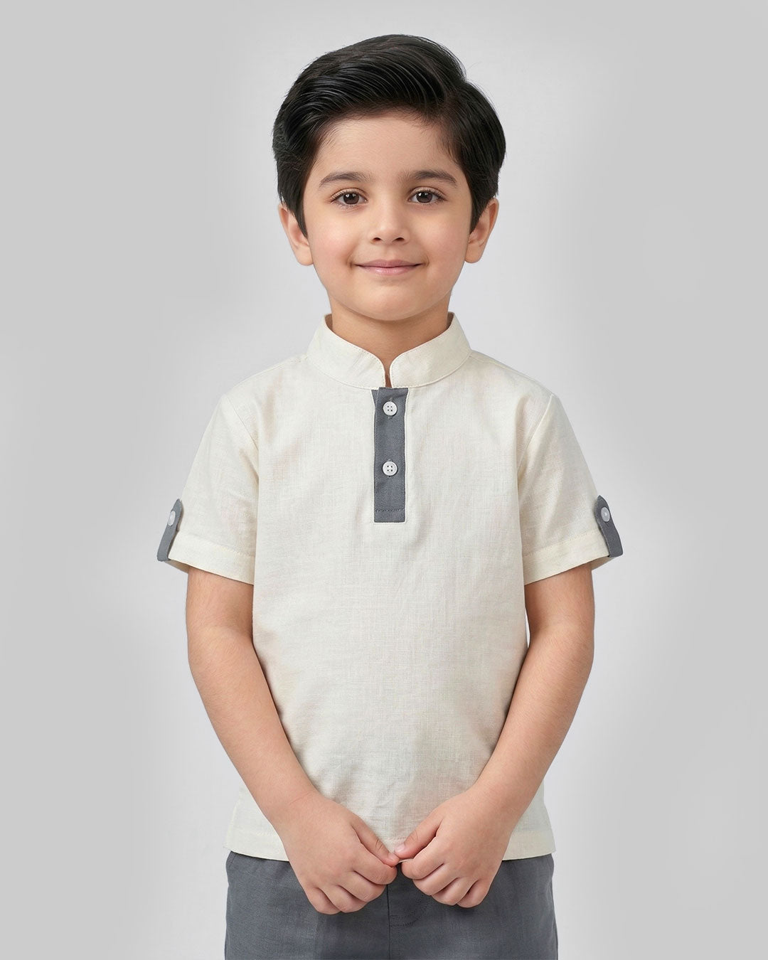 White & Grey Kids Short Set