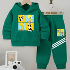 Baby/Boy Stripe Printed Tweety Winter Fleece Hoodie Track Suit
