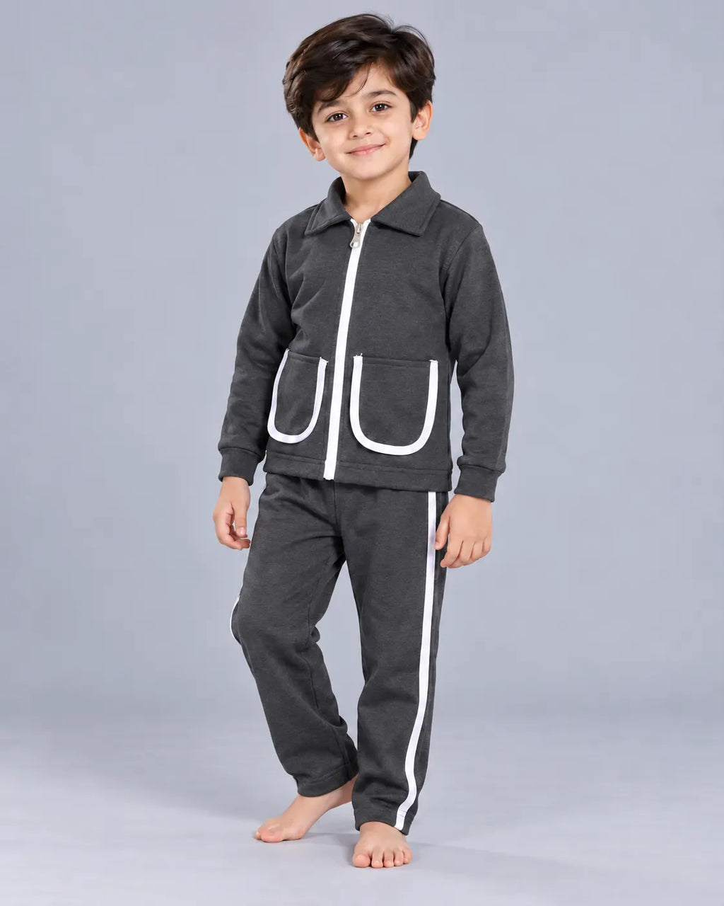 Kids Pocket Zipper Set - Grey