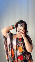Black Floral 3pec Suit (Stitched) 003