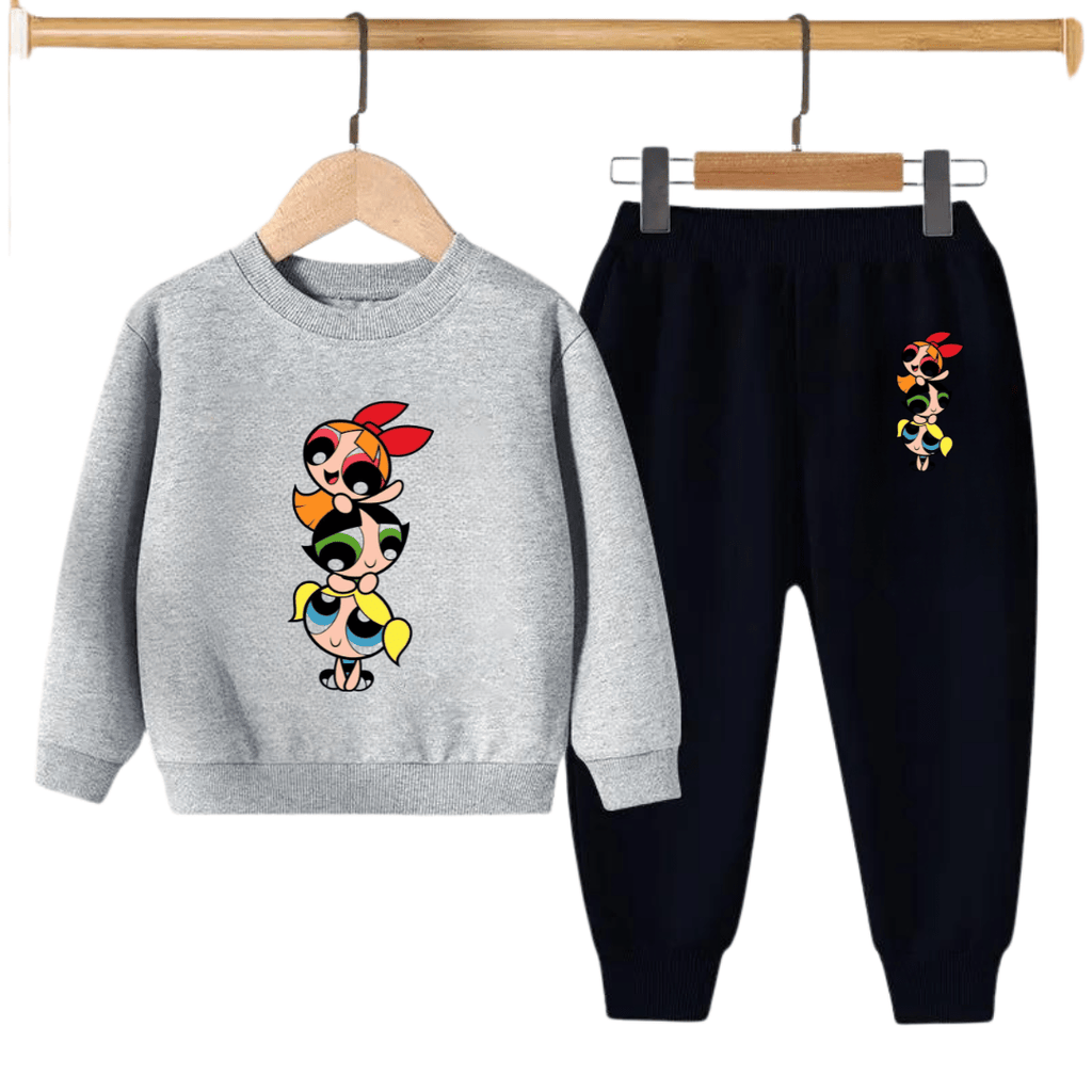 Kids Winter Sweat Shirt Set | Power Puff Printed