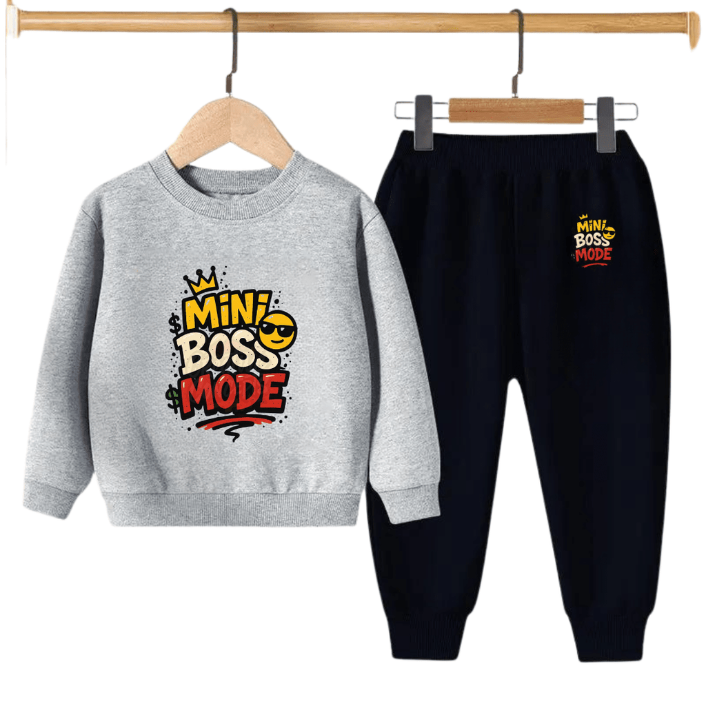 Kids Winter Sweat Shirt Set | Mini Boss Printed