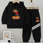 Baby/Boy Stripe Printed MOTU PATLU Winter Fleece Hoodie Track Suit