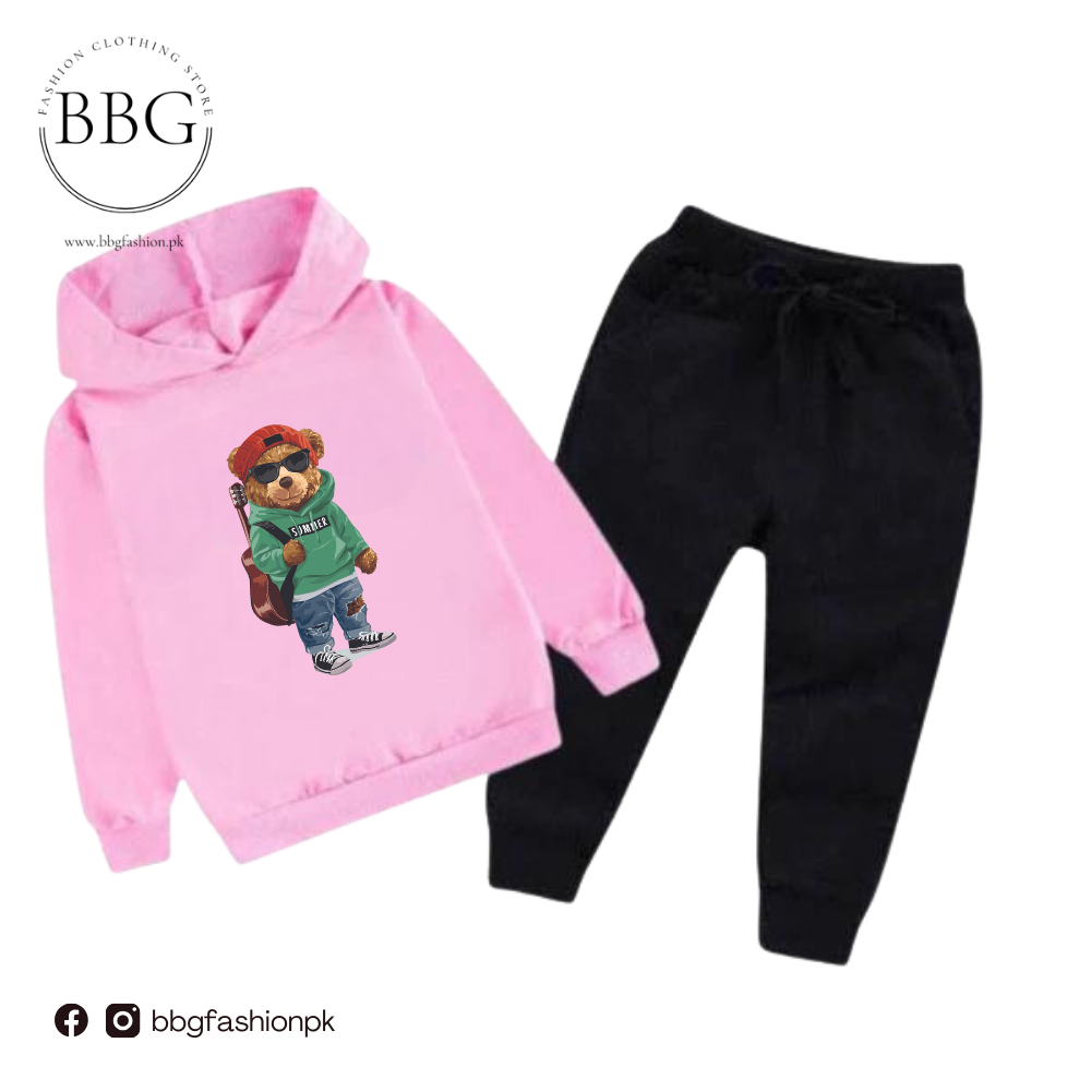 Kids Winter Hoodie Set | Green Bear Printed