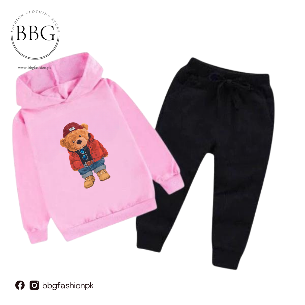 Kids Winter Hoodie Set | Cute Bear Printed