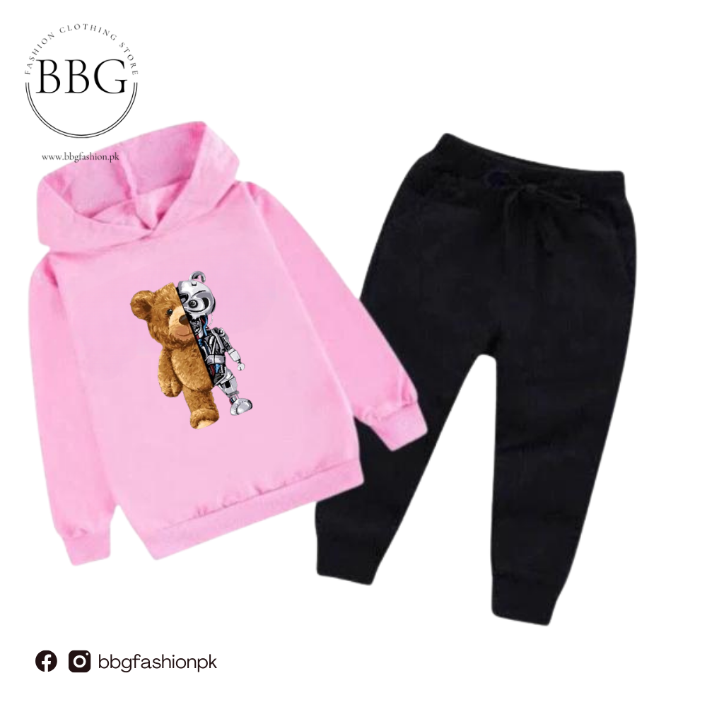 Kids Winter Hoodie Set | Robo Bear Printed