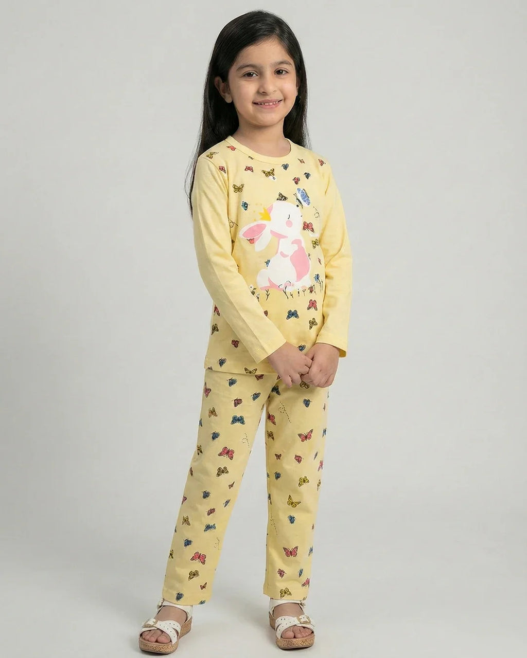 Yellow Butterfly Kids Pajama Set