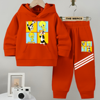 Baby/Boy Stripe Printed Tweety Winter Fleece Hoodie Track Suit
