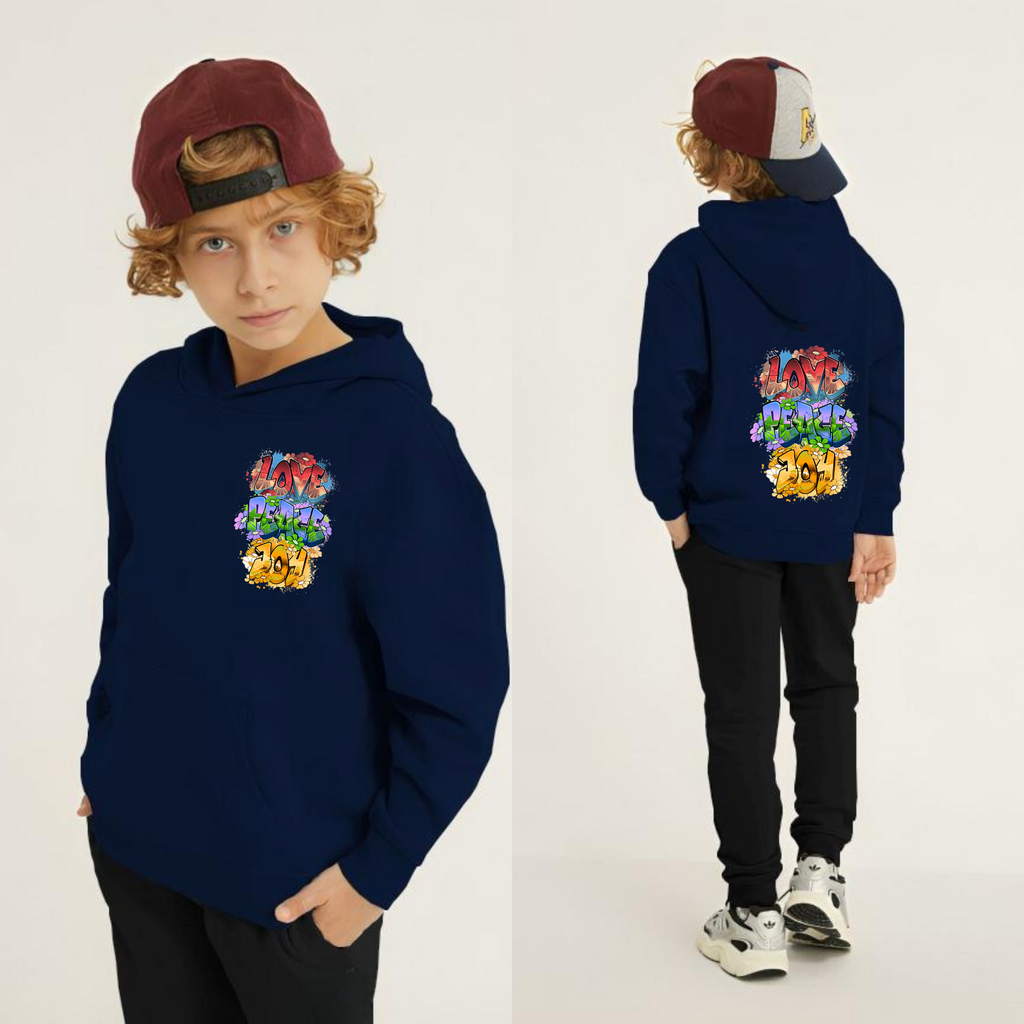 Kids Winter Hoodie Set | Love Joy Peace Printed