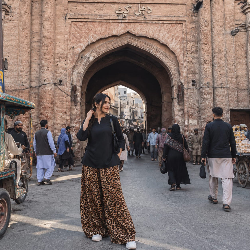 Leopard Print Wide-Leg Trouser Set