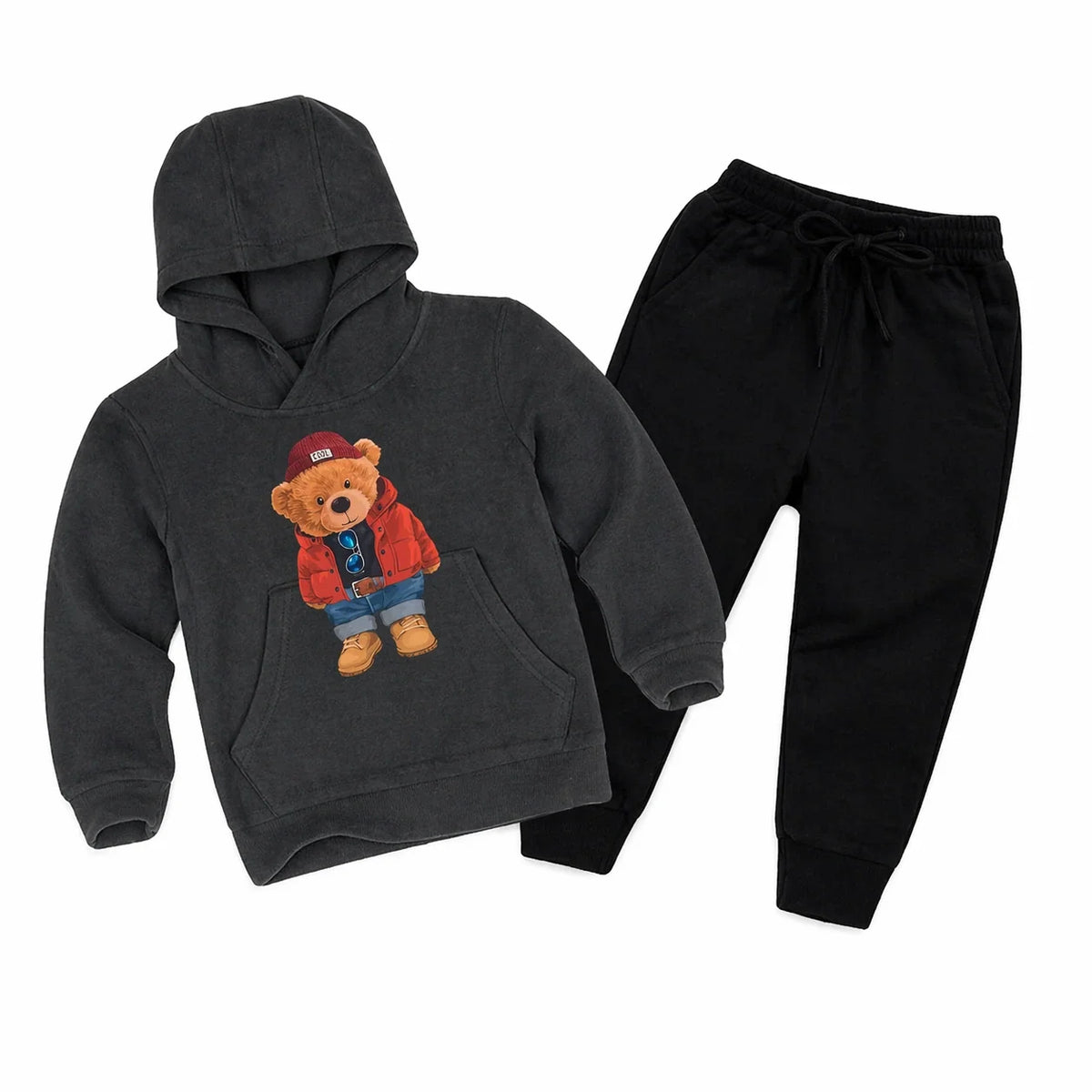 Kids Winter Hoodie Set | Cute Bear Printed