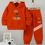 Baby/Boy Stripe Printed MOTU PATLU Winter Fleece Hoodie Track Suit