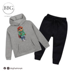 Kids Winter Hoodie Set | Green Bear Printed
