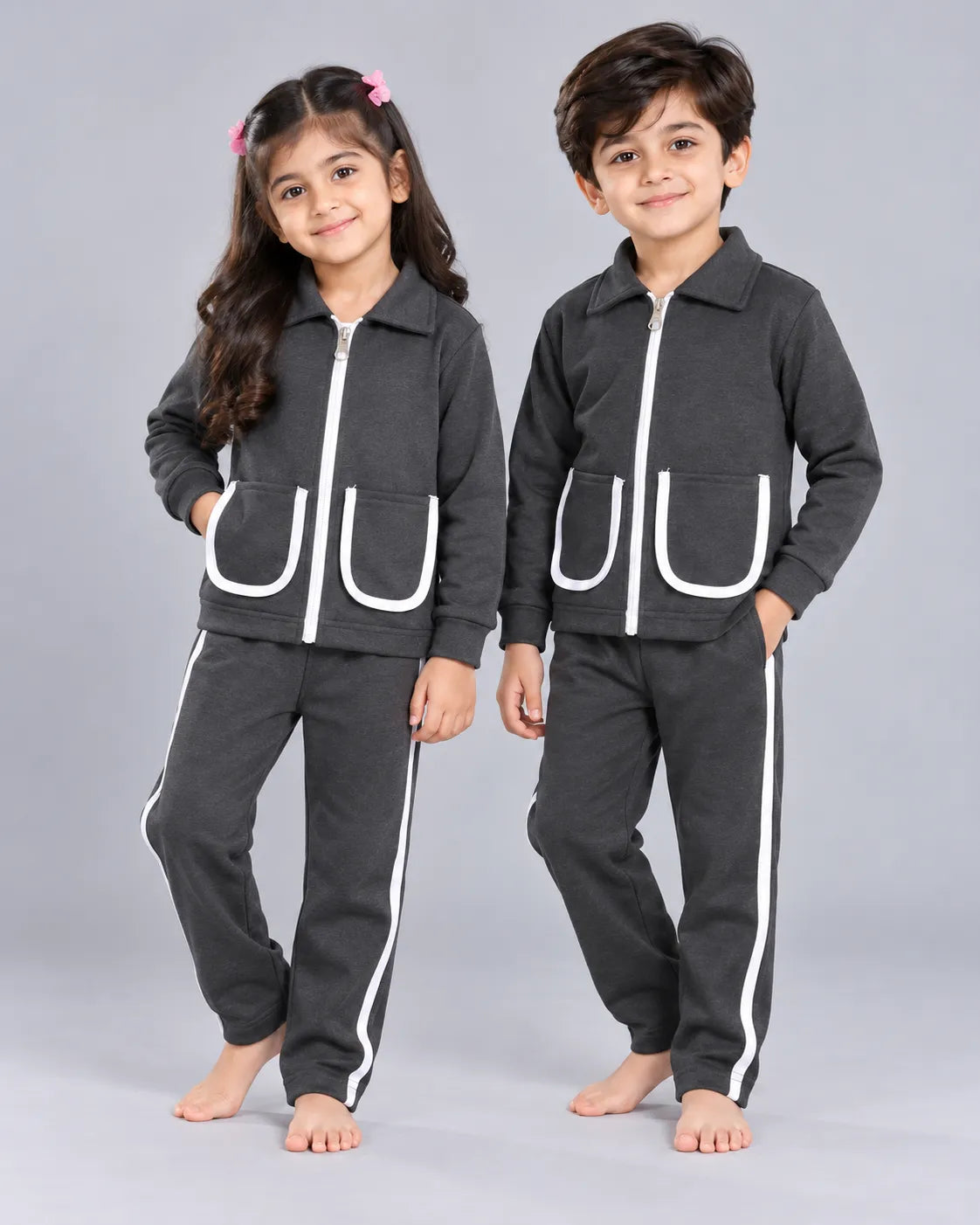 Kids Pocket Zipper Set - Grey