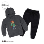 Kids Winter Hoodie Set | Green Bear Printed