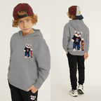 Kids Winter Hoodie Set | Bear Skateboard Printed