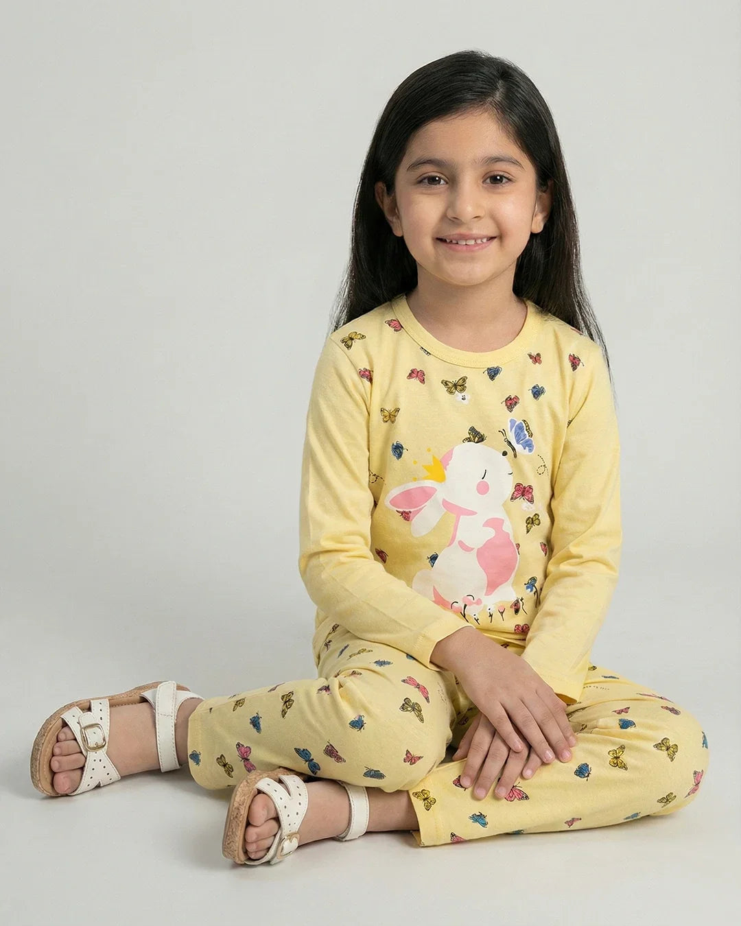 Yellow Butterfly Kids Pajama Set