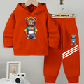 Baby/Boy Stripe Printed Galaxy Bear Winter Fleece Hoodie Track Suit