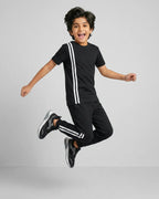 Elite Stripe Kids Tracksuit – Black