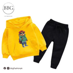 Kids Winter Hoodie Set | Green Bear Printed