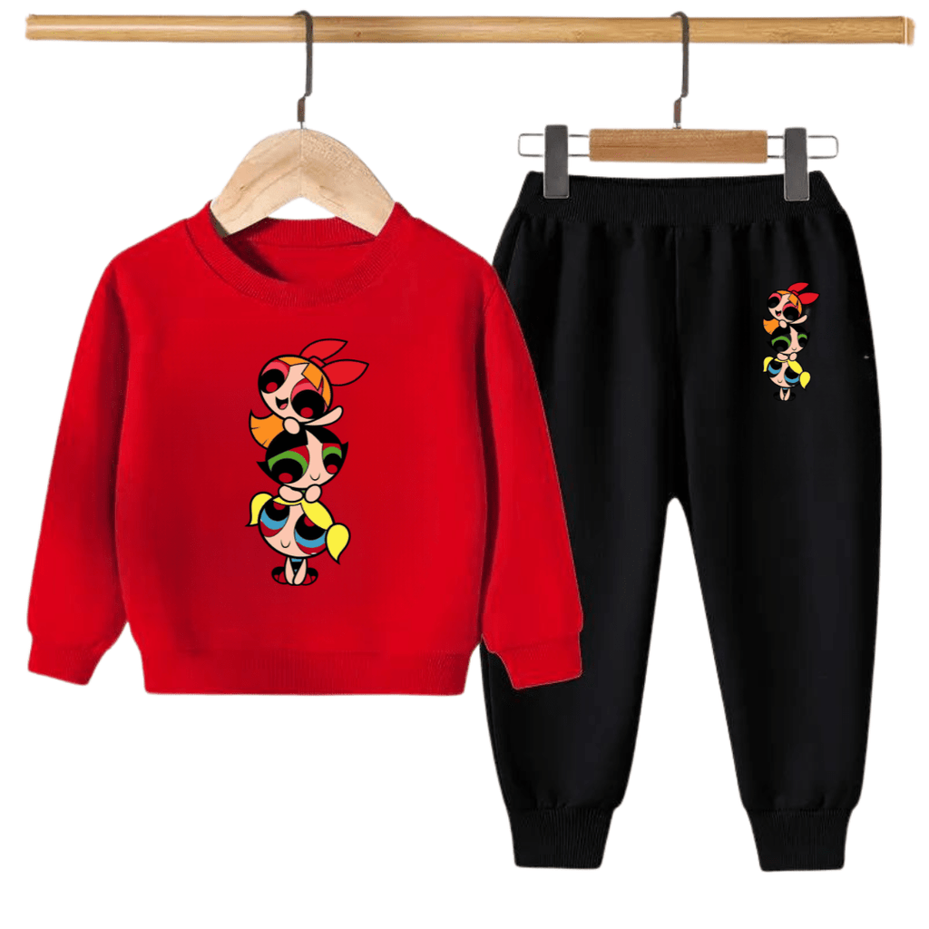 Kids Winter Sweat Shirt Set | Power Puff Printed