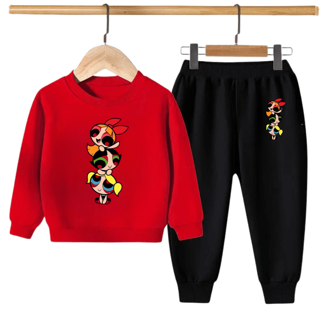 Kids Winter Sweat Shirt Set | Power Puff Printed