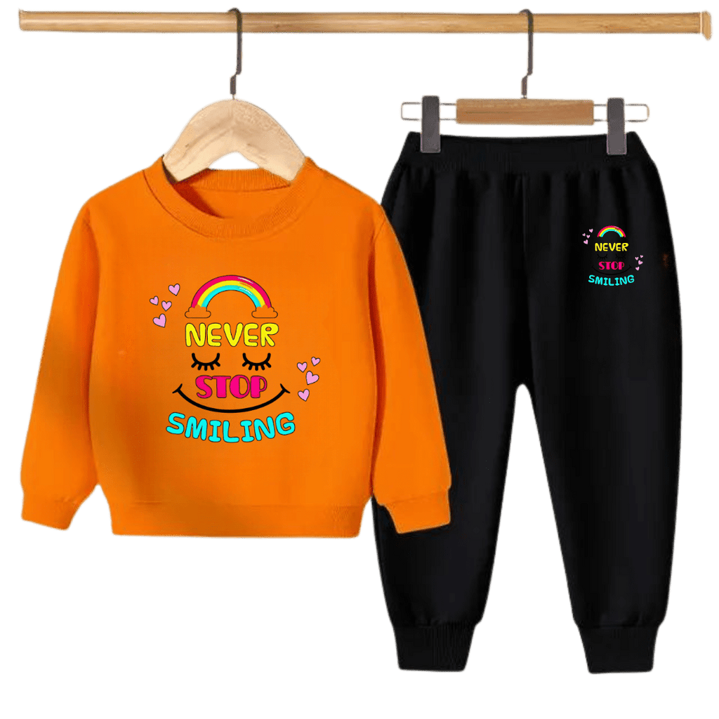 Kids Winter Sweat Shirt Set | Never Stop Smiling Printed
