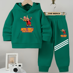 Baby/Boy Stripe Printed MOTU PATLU Winter Fleece Hoodie Track Suit
