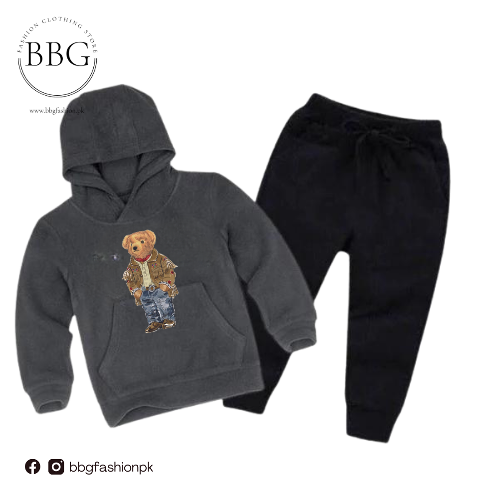 Kids Winter Hoodie Set | Versace Bear Printed