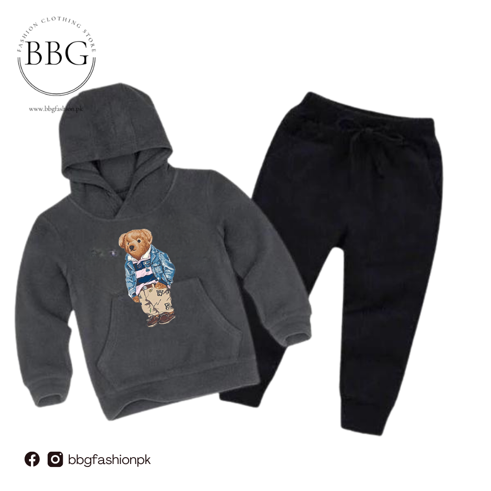 Kids Winter Hoodie Set | Polo Bear Printed