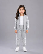 Kids Winter Stripe Tracksuit 3pcs- Grey