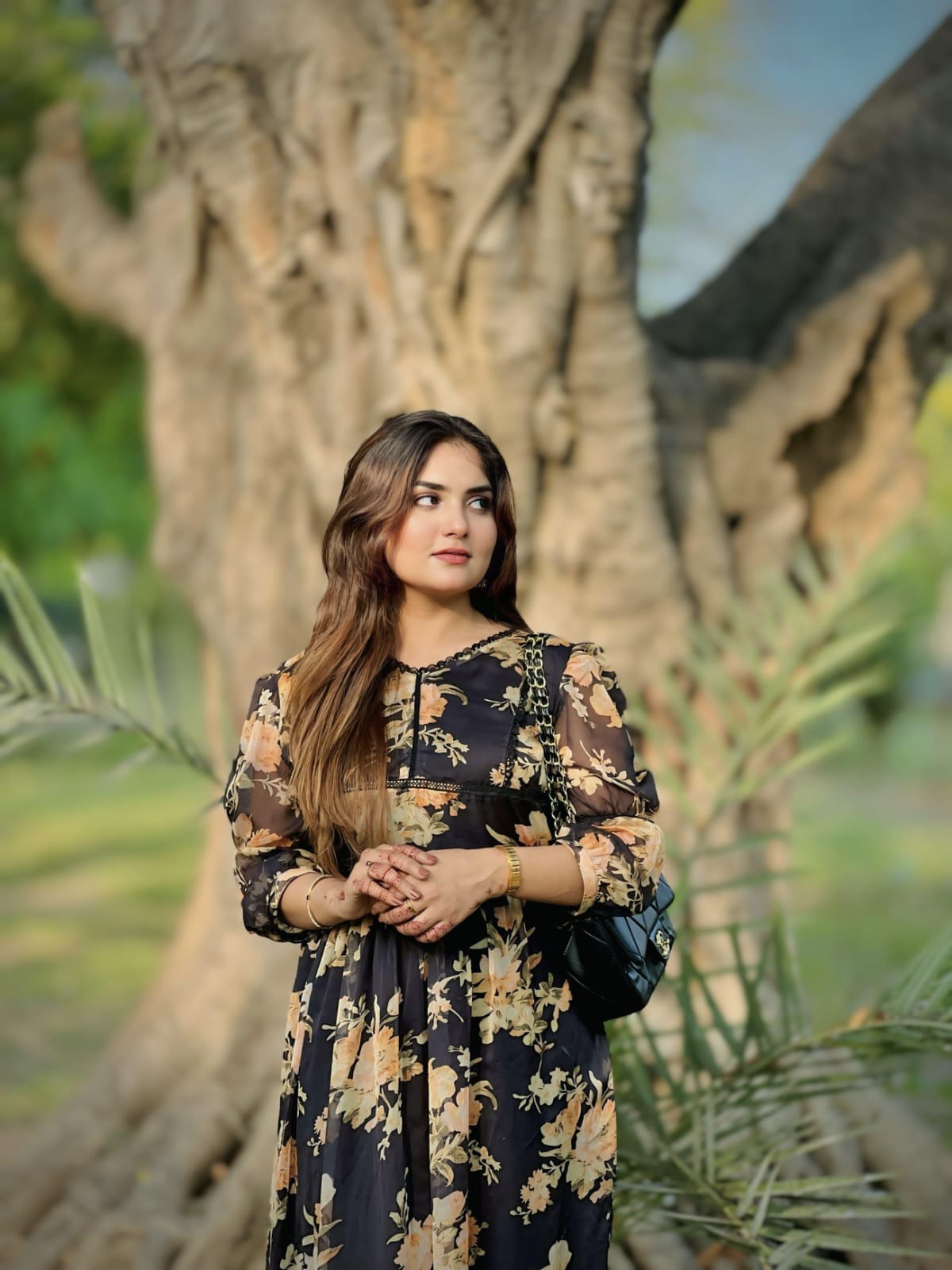 Black berry Printed chaffon Frock