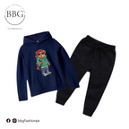 Kids Winter Hoodie Set | Green Bear Printed