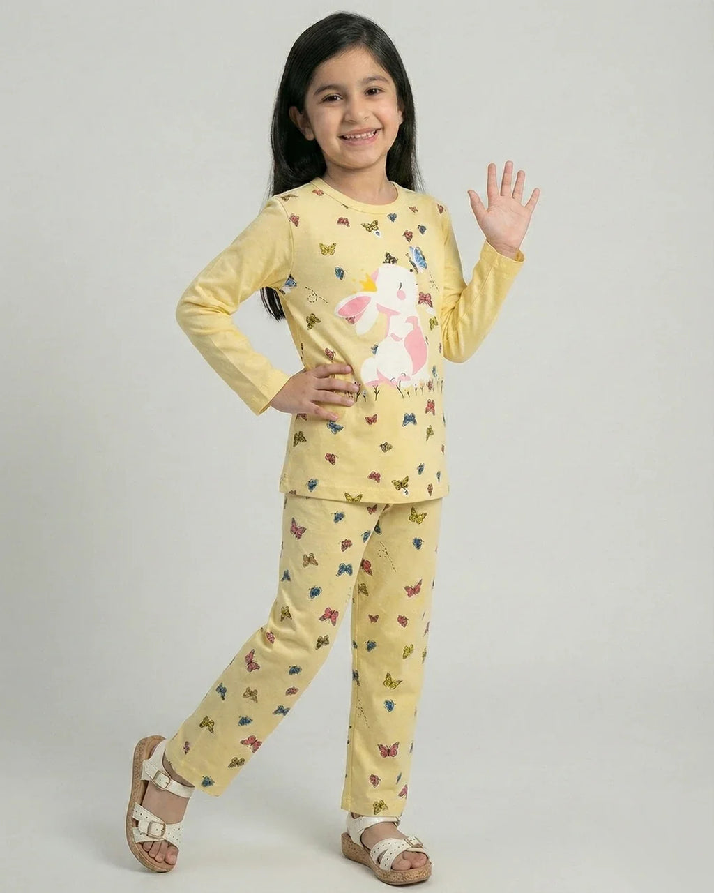 Yellow Butterfly Kids Pajama Set